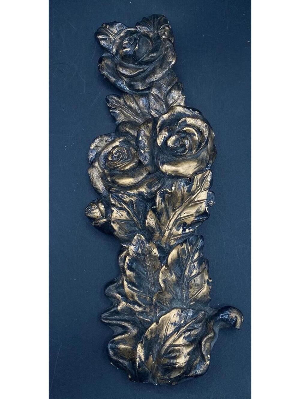 Vintage Florentine Style Wall Shelf Bracket Gold Black Roses Hollywood Regency